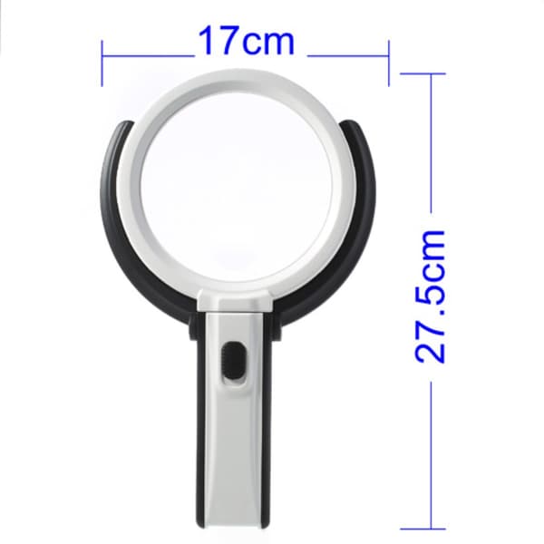 Sammenleggbar stor forstørrelsesglass med LED-lampe 2 x 120mm