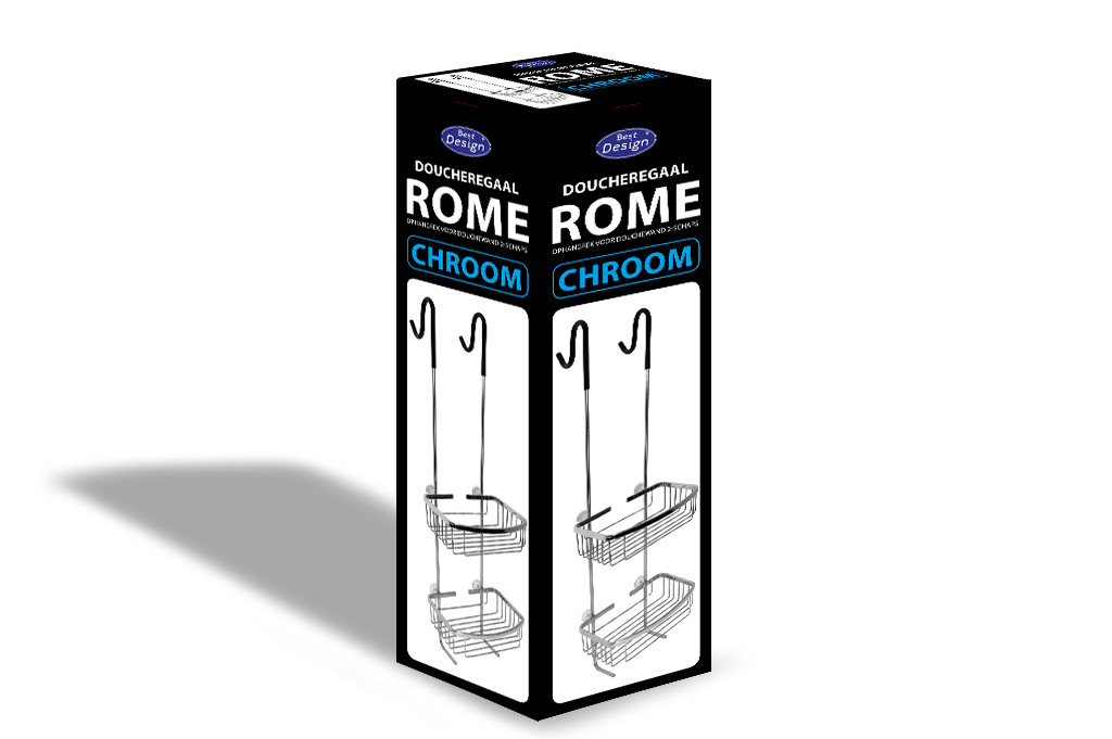 Best Design Rome Ophangrek voor douchewand 2-schaps chroom
