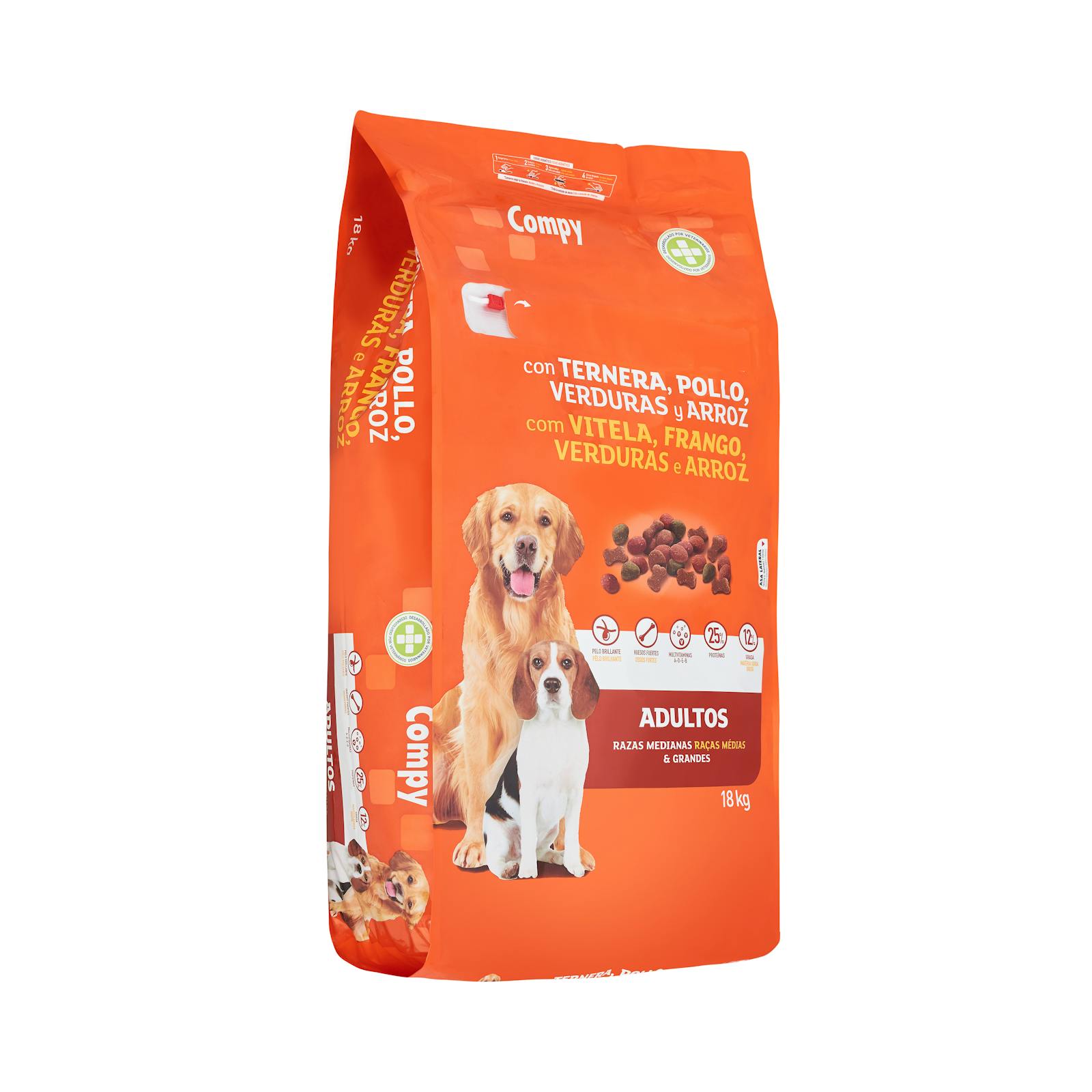 Nourriture pour chien adulte Compy au bœuf, au poulet, aux légumes et au riz