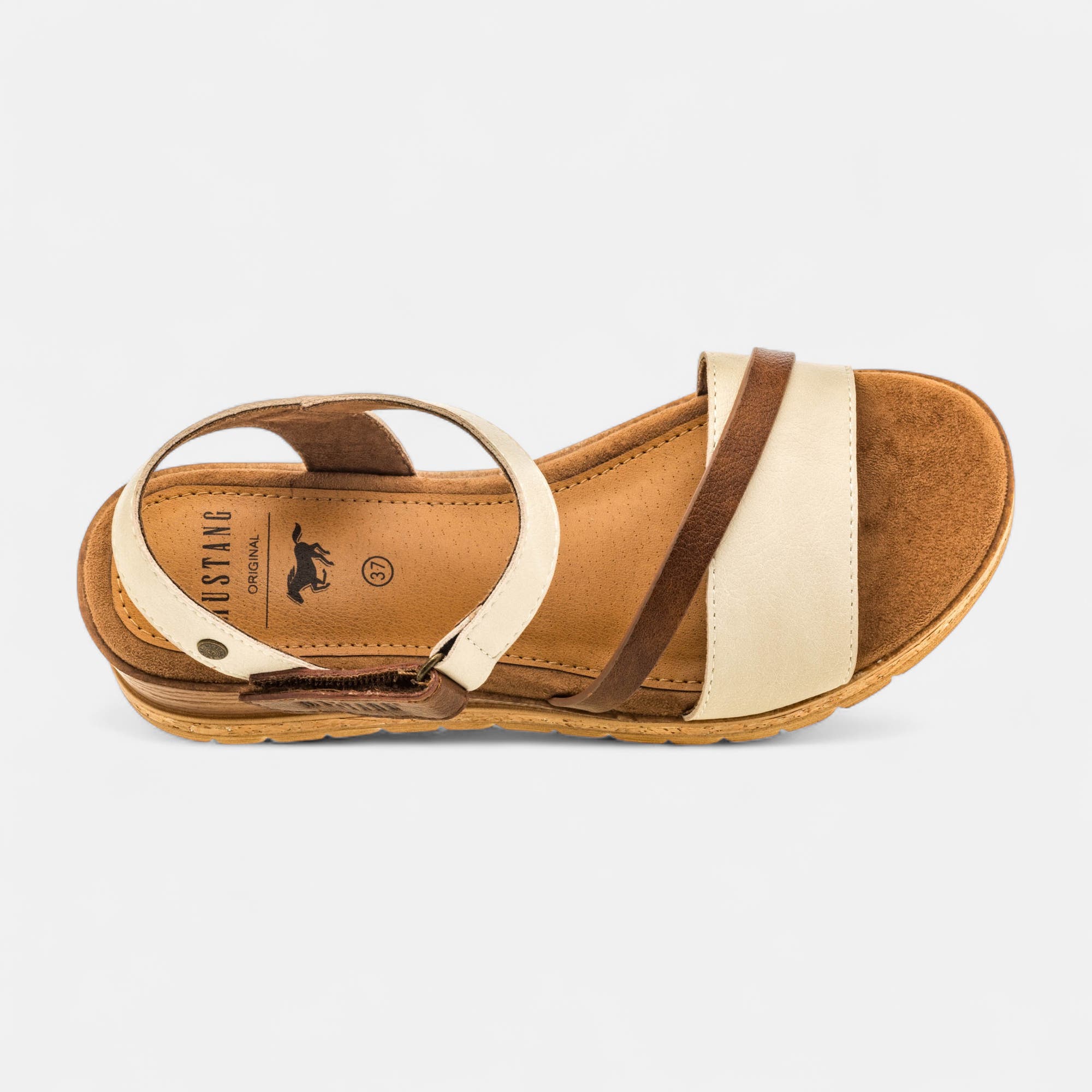 Nu-pieds à talon compensé Femme beige