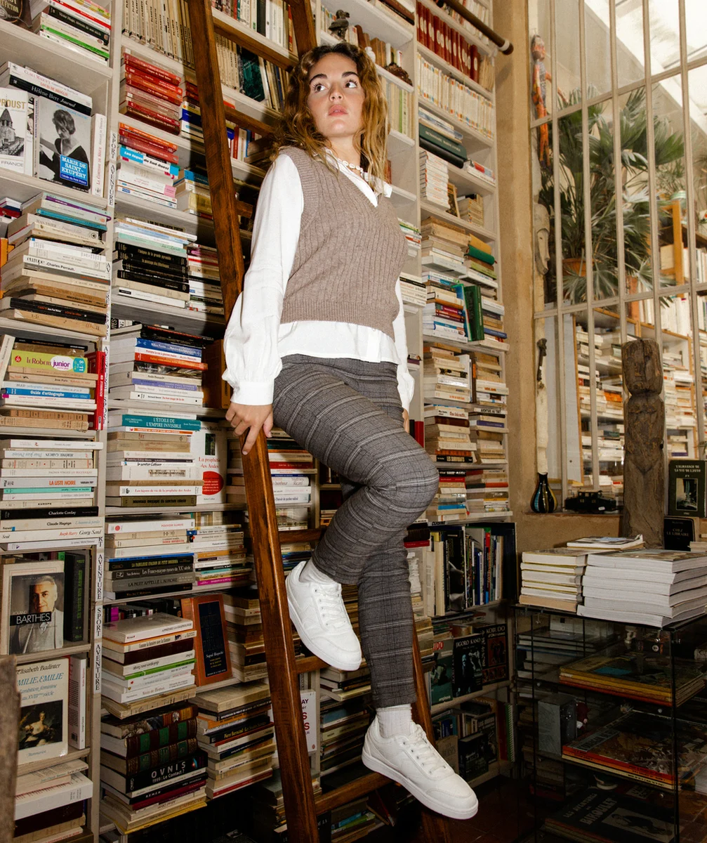 MANON PASQUIER x TAO - LE PANTALON TREGGING À CARREAUX MARRON