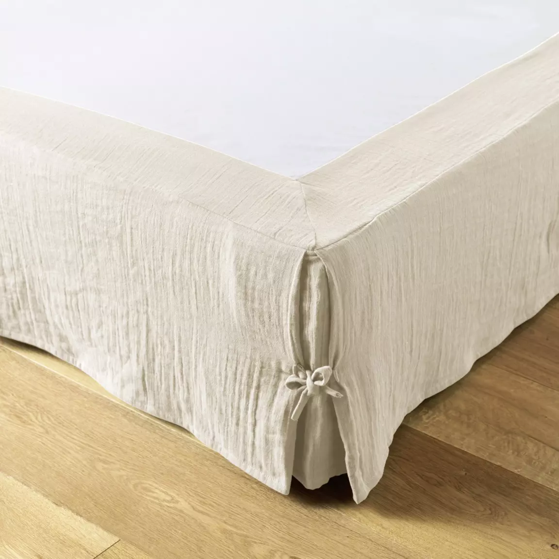 Cache-sommier Gaze de coton (160 x 200 cm) Gaïa Beige pampa