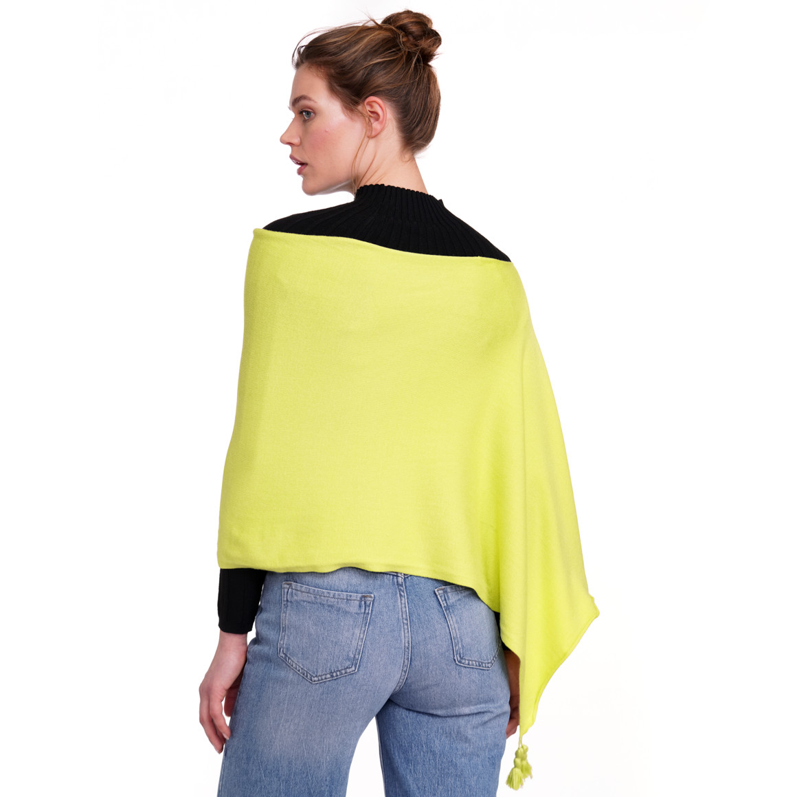 Gina Benotti Damen Poncho mit Tasseln hellgrün