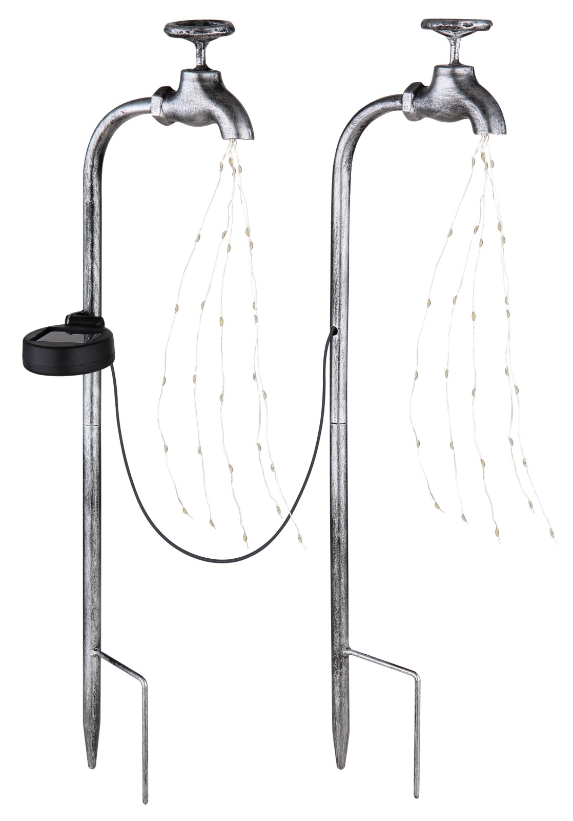 LED-Solarleuchte - silberfarben - Wasserhähne