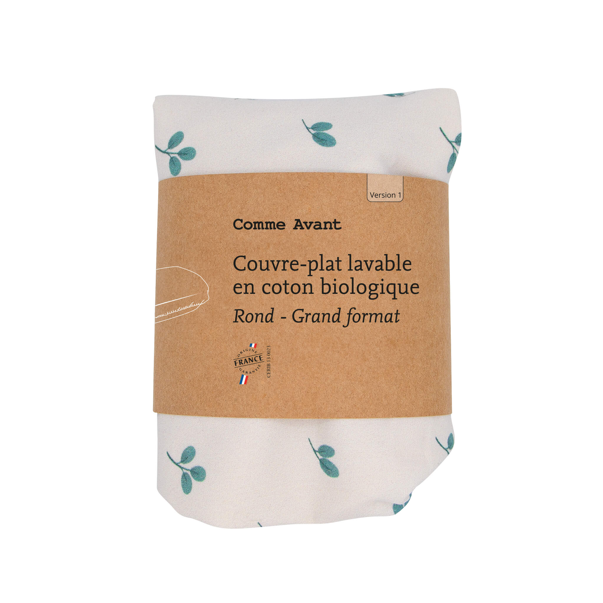 Couvre-plat lavable en coton - Version 1 - Grand rond / Abricot