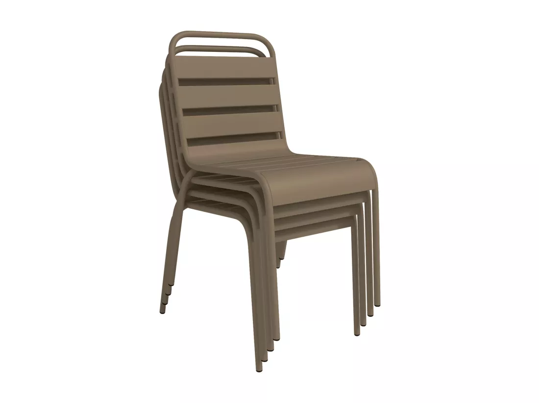 Lot de 2 chaises de jardin empilables en métal - Taupe - MIRMANDE de MYLIA
