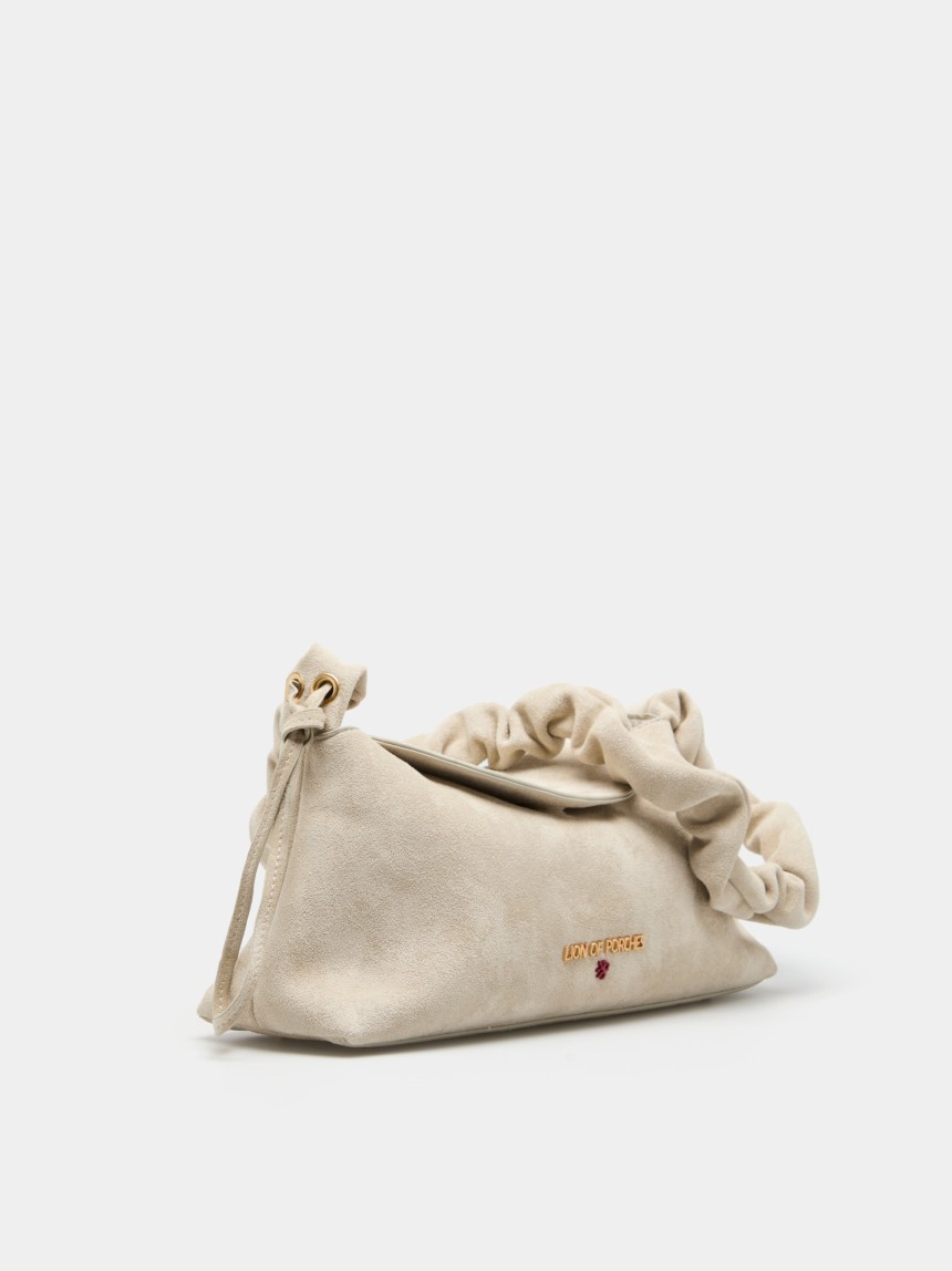 Mala baguette com efeito camurça