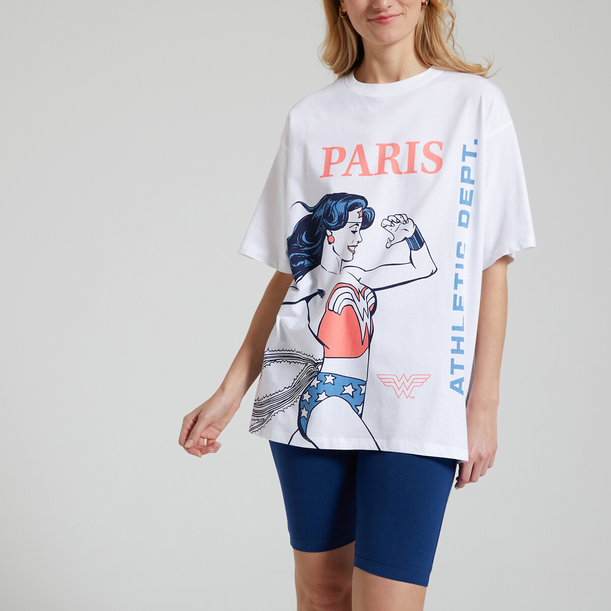 MULHER-MARAVILHA<br>Shorts de pijama oversized, shorts de ciclismo da Mulher-Maravilha