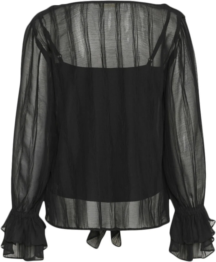 Cream CRSadia Flounce Blouse Pitch black