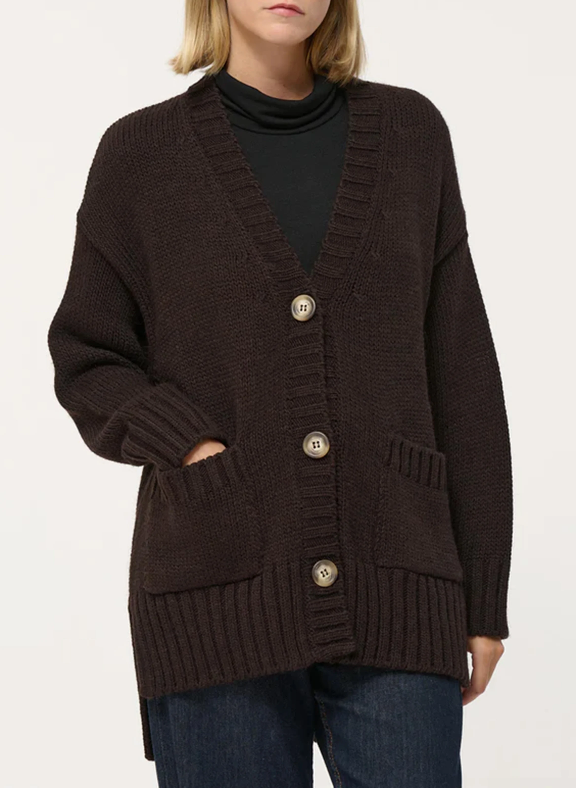 Cardigan col V | Marron