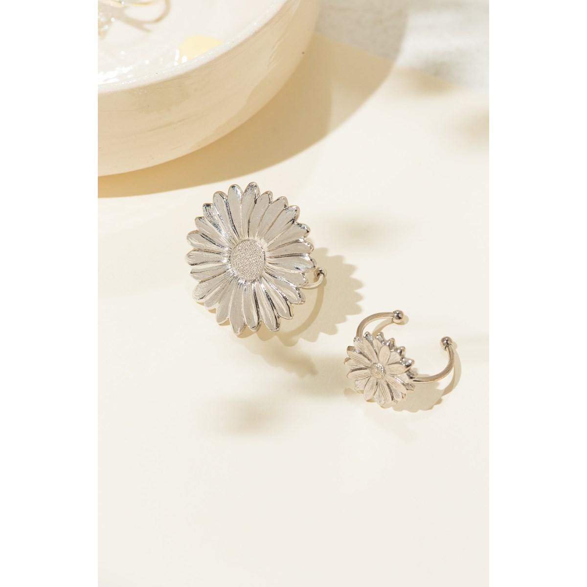 maxi bague fleur plaqué argent - MAÏA