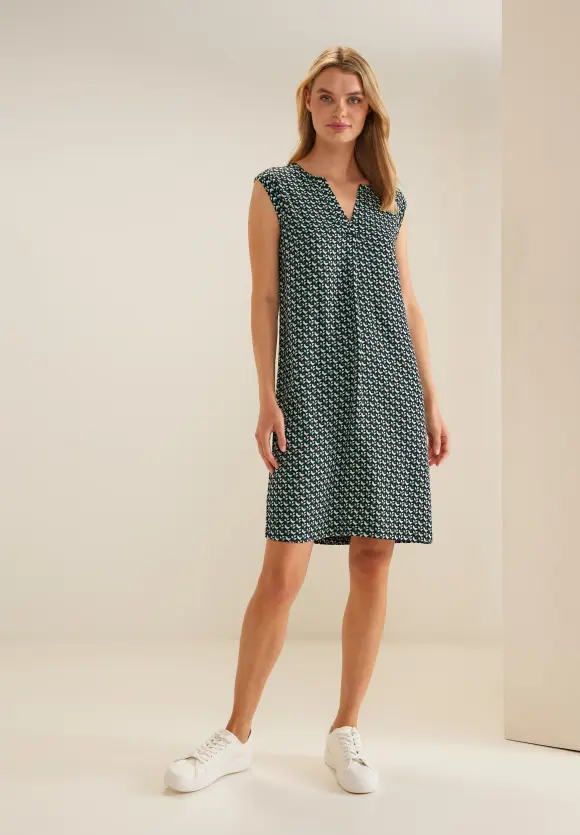 Kleid mit Minimalprint - lagoon green