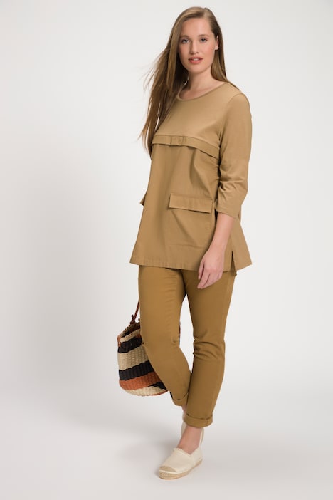Shirt, Taschen, Rundhals, 3/4-Arm, Biobaumwolle