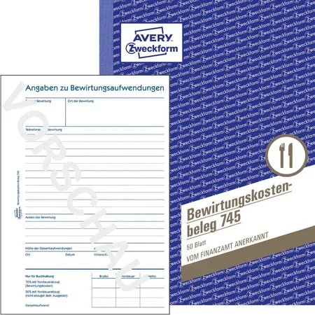 Avery Zweckform 745 Bewirtungskostenbeleg, A5, 50 Blatt