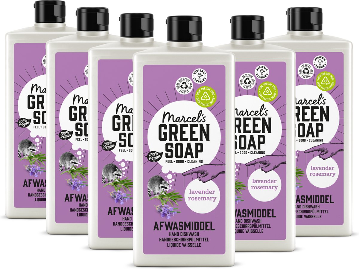 6x Marcel’s Green Soap Afwasmiddel lavendel & rozemarijn (500 ml)