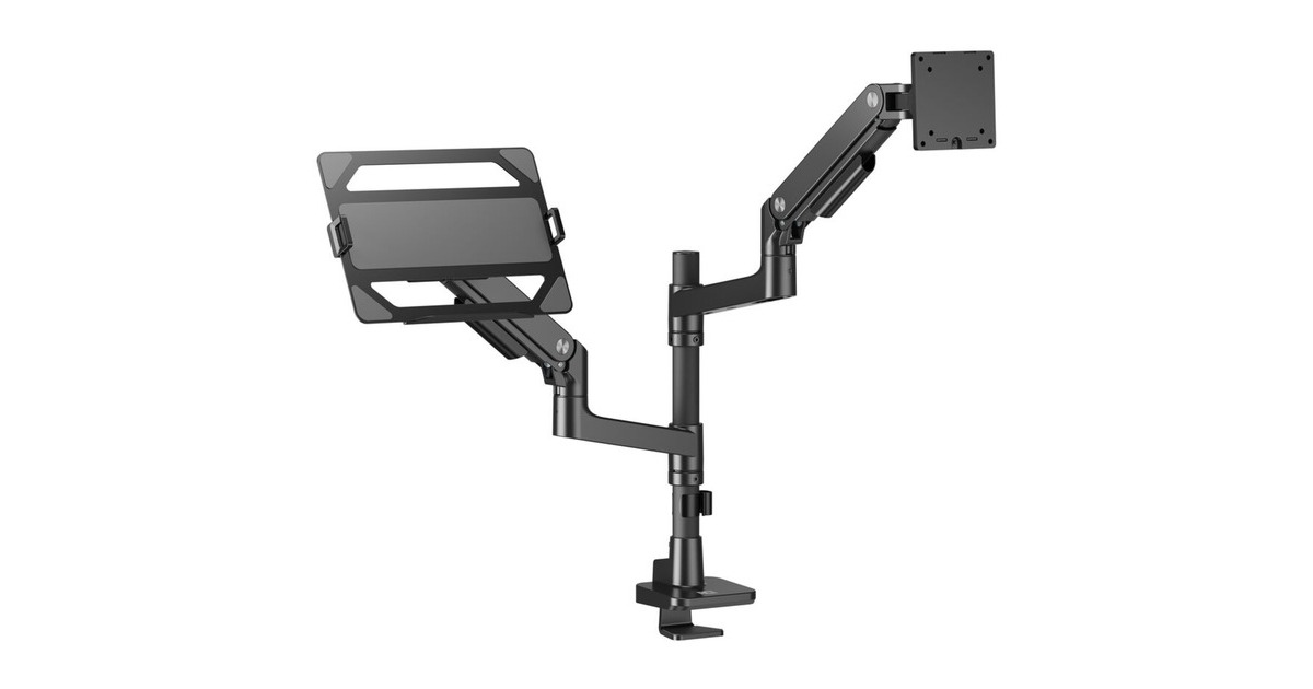 ACT ConnectivityMonitorarm met laptophouder office premium, gasveer, paalbevestiging, 1 monitor  (Zwart)