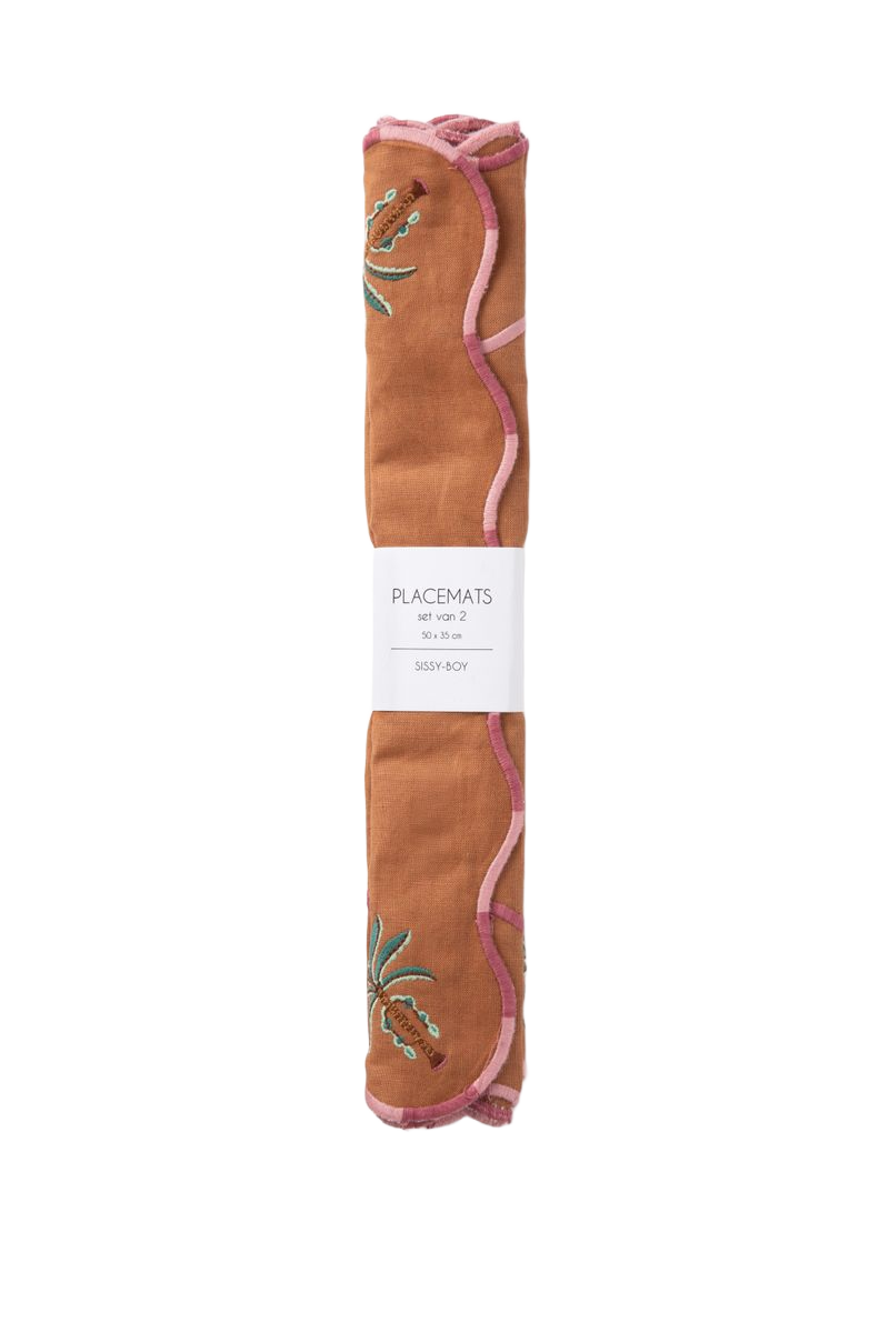 Sissy-Boy Bruine placemat set met palmbomen