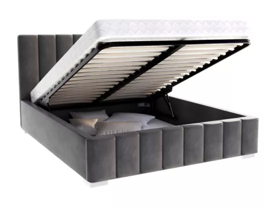Lit Coffre Anton 120 x 200 cm avec sommier à lattes relevable Gris foncé