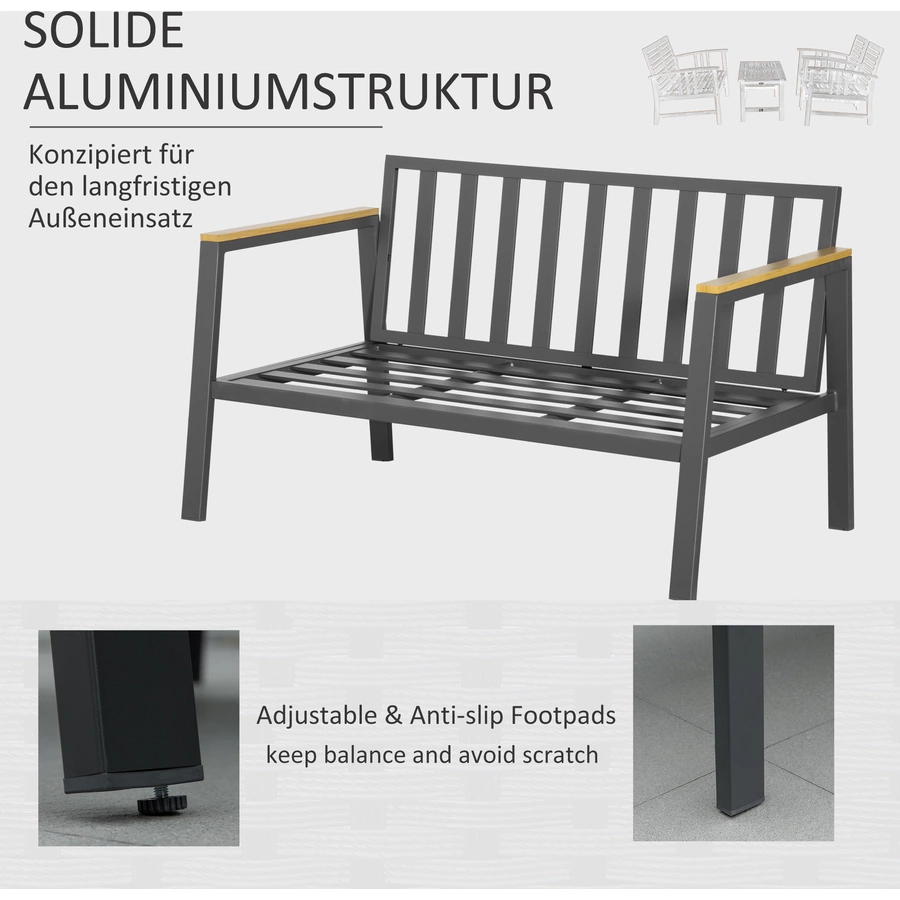 Outsunny Gartenmöbel Set mit Kissen grau