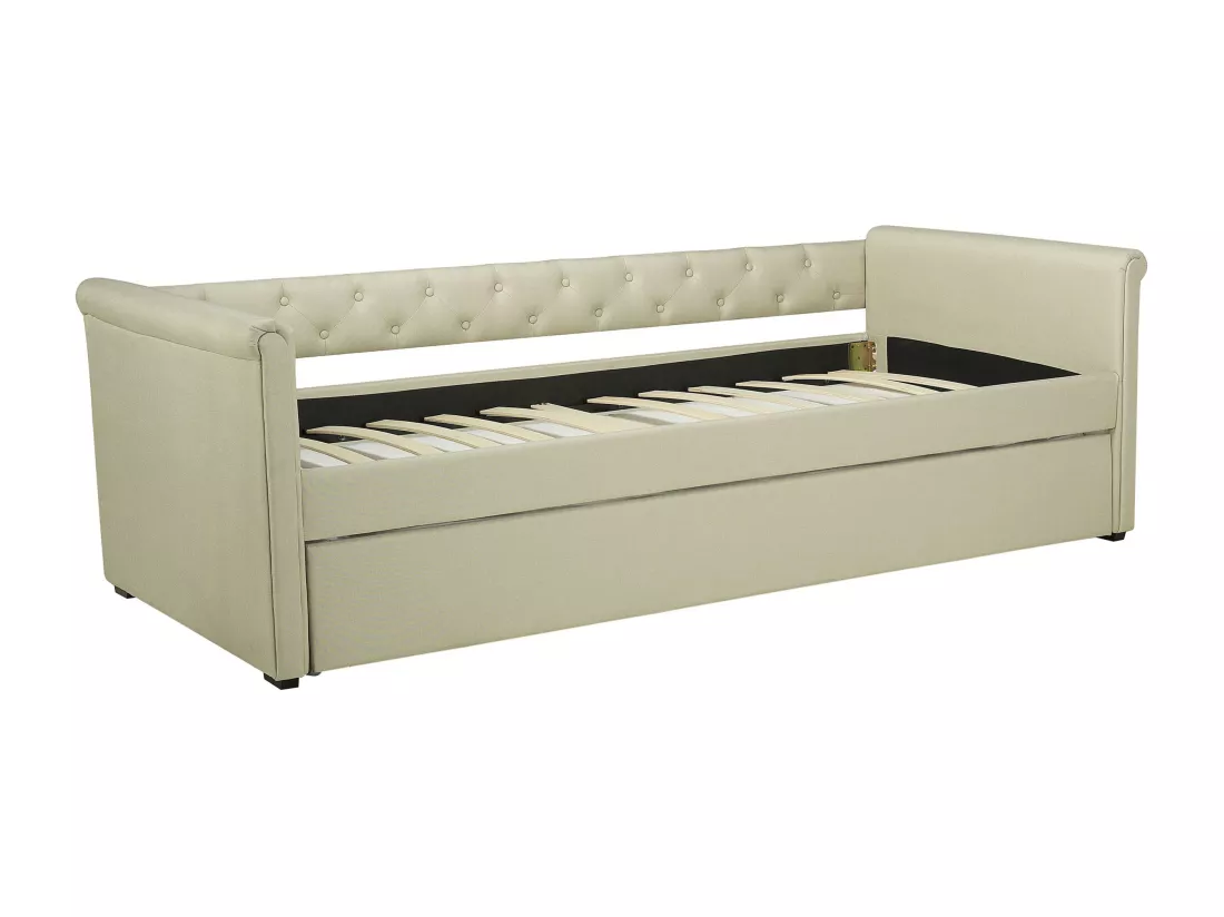 Lit gigogne Tissu LIBOURNE 80 x 200 cm Beige