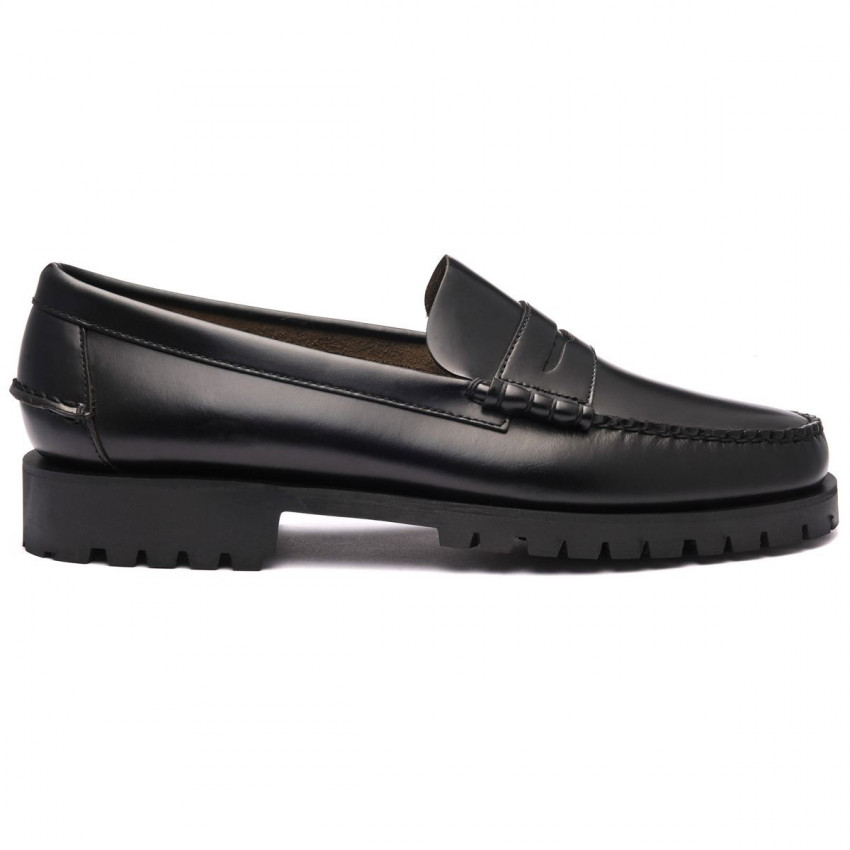 DAN LUG NOIR-Mocassins semelle crantée pour homme en cuir