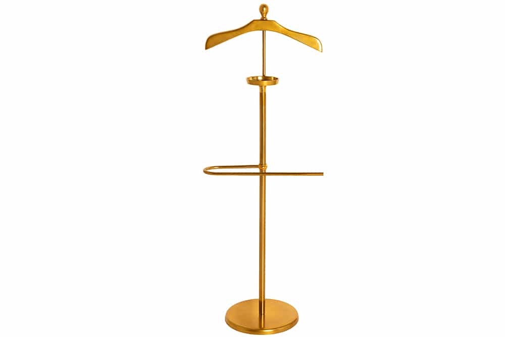 Eleganter Herrendiener VALET 128cm gold Aluminium Kleiderhaken Garderobenständer