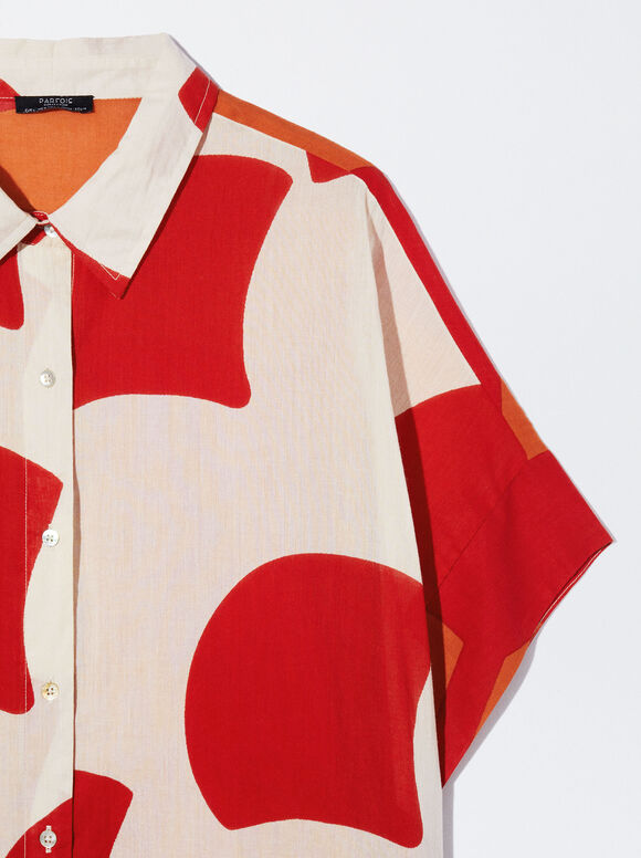 Vestido camisa estampado - Multicolorido