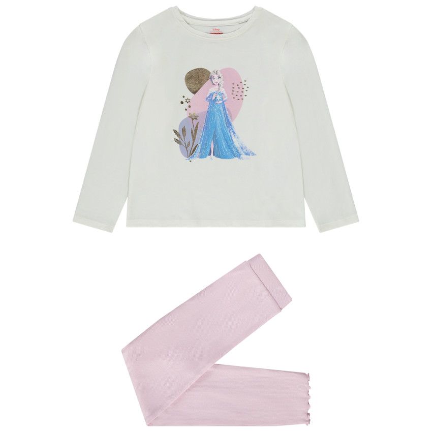 Pyjama 2 pièces La Reine des Neiges Disney pour fille - Ecru