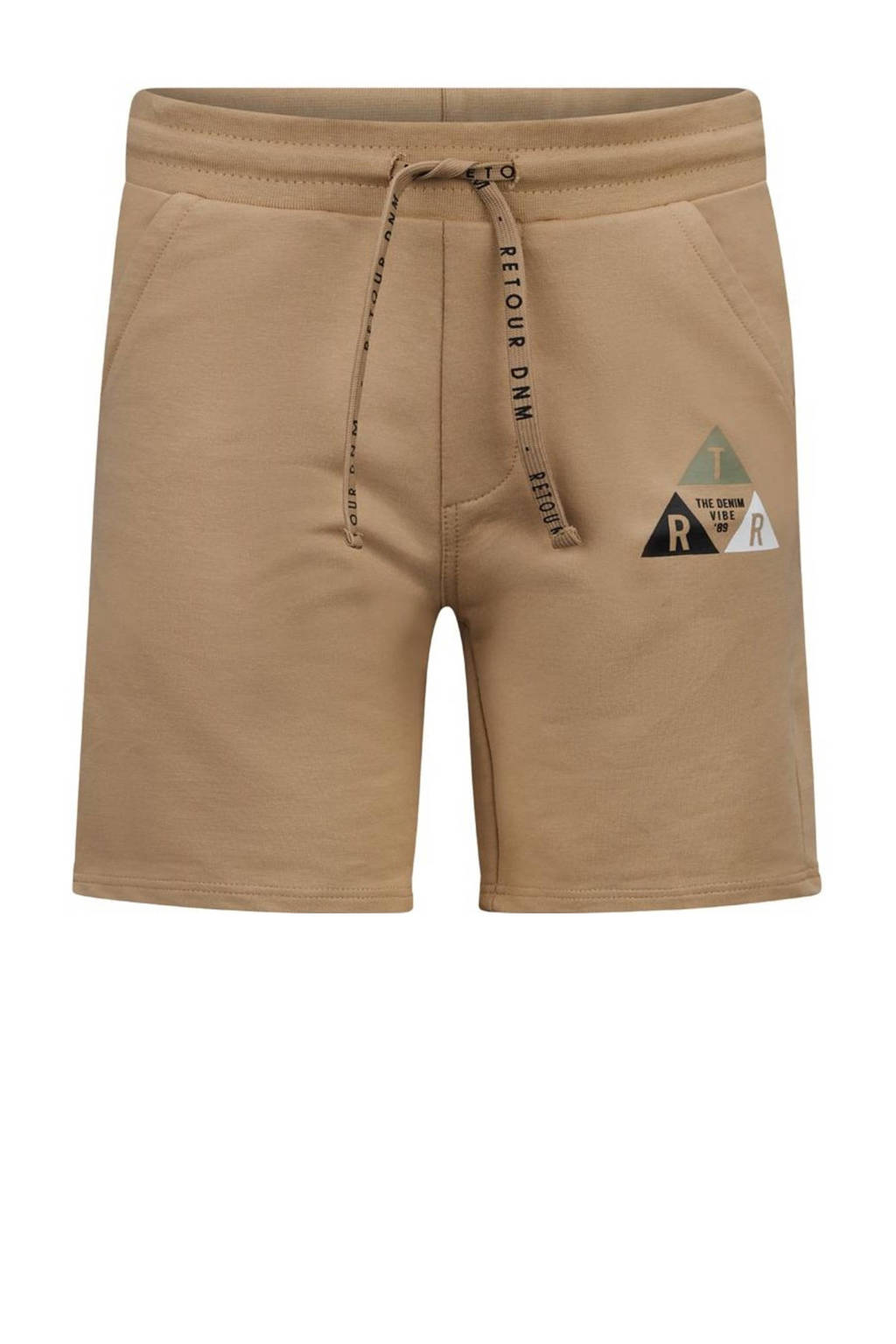 Retour Jeans sweatshort Leandro met printopdruk beige