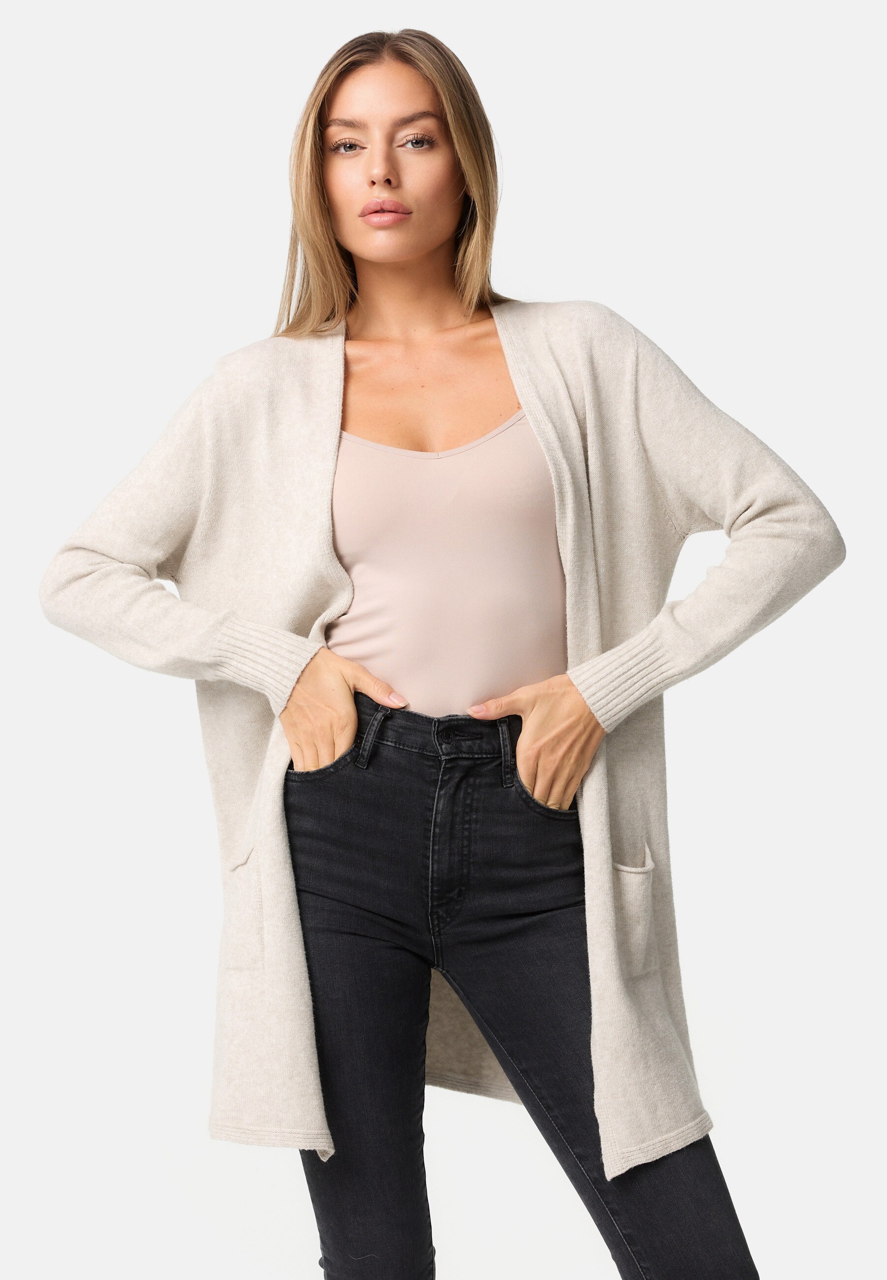PM SELECTED Damen Klassischen Strickjacke Cardigan mit Taschen in Einheitsgröße PM73