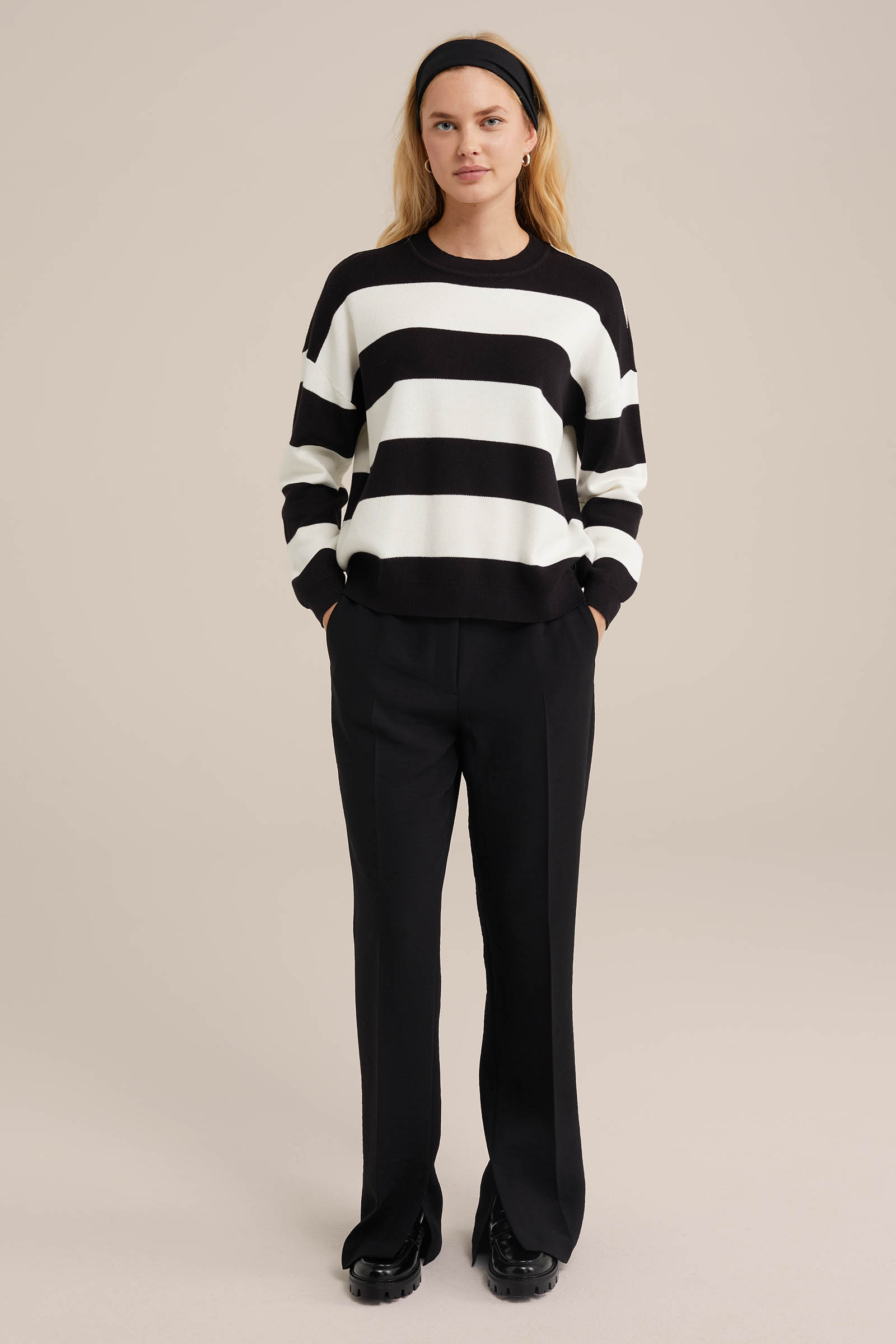 gestreepte trui WE Fashion Zwart