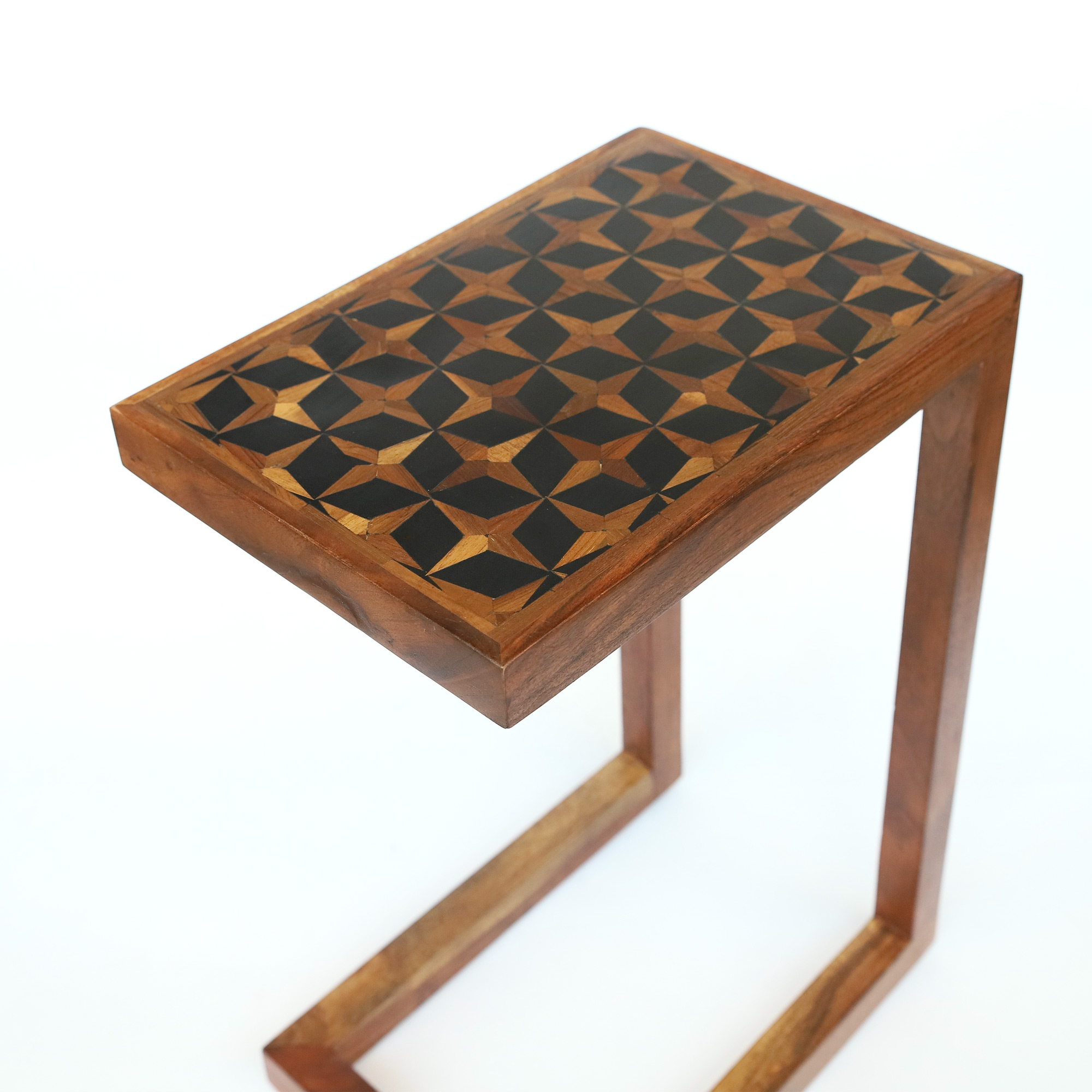 Sofa-Beistelltisch mit Intarsien, H 60 cm, B 42 cm, L 28 cm von fischer's lagerhaus