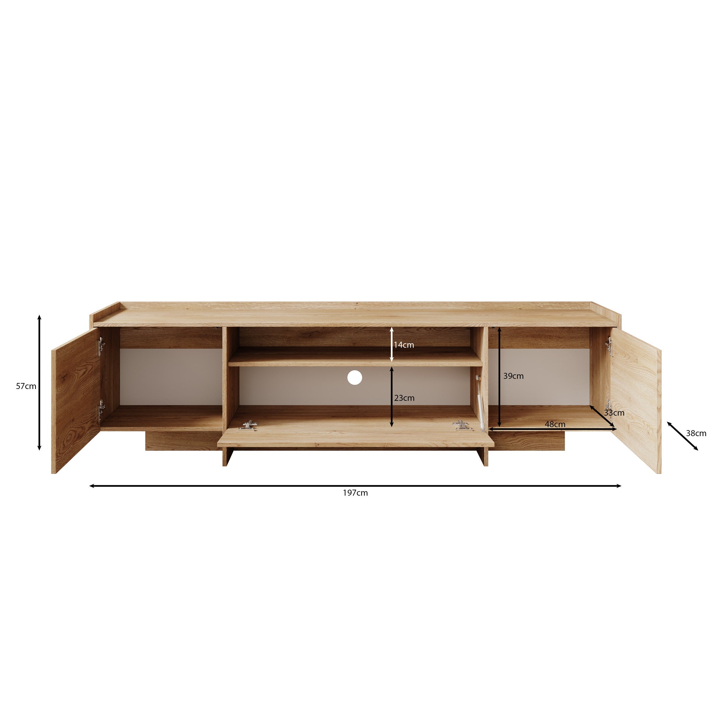 Meubella - TV-Meubel Jaxon - Donker eiken - 197 cm