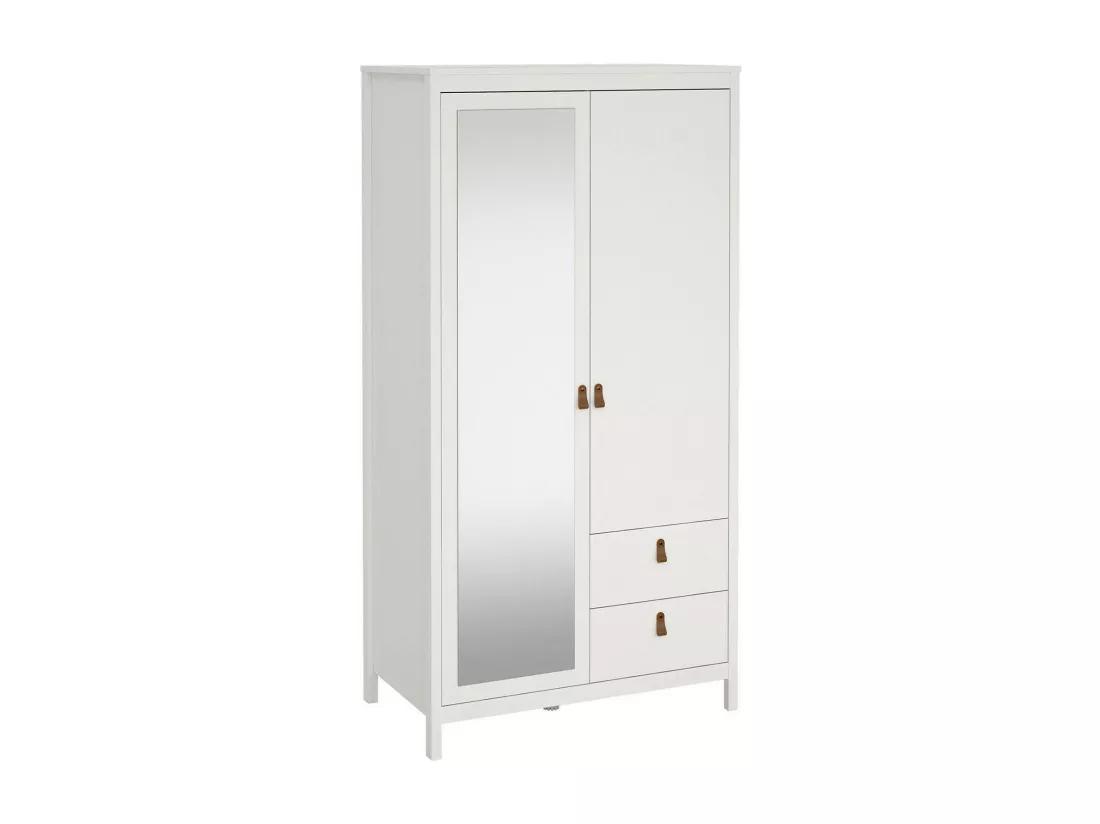 Garde-robe 2 portes Dscarlat, Meubles de chambre, Penderie de plain-pied, Placard à vêtements, 102x58 h199 cm, Blanc