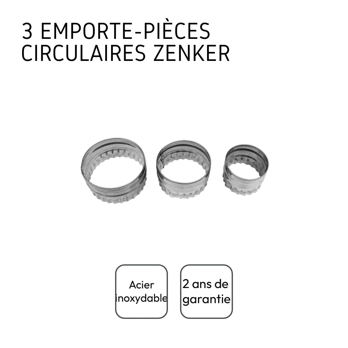Lot de 3 emporte-pièces ronds et cannelés Emporte-pièces Zenker