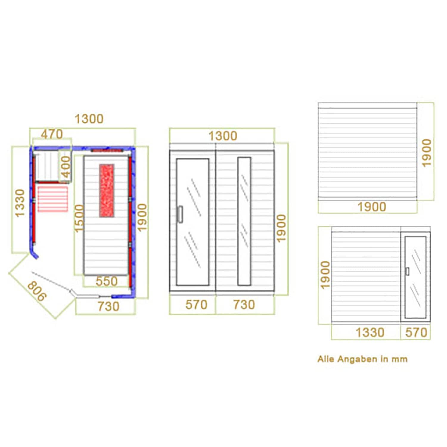 Artsauna Infrarotkabine Wärmekabine Esbjerg mit Triplex-Heizsystem & Hemlockholz