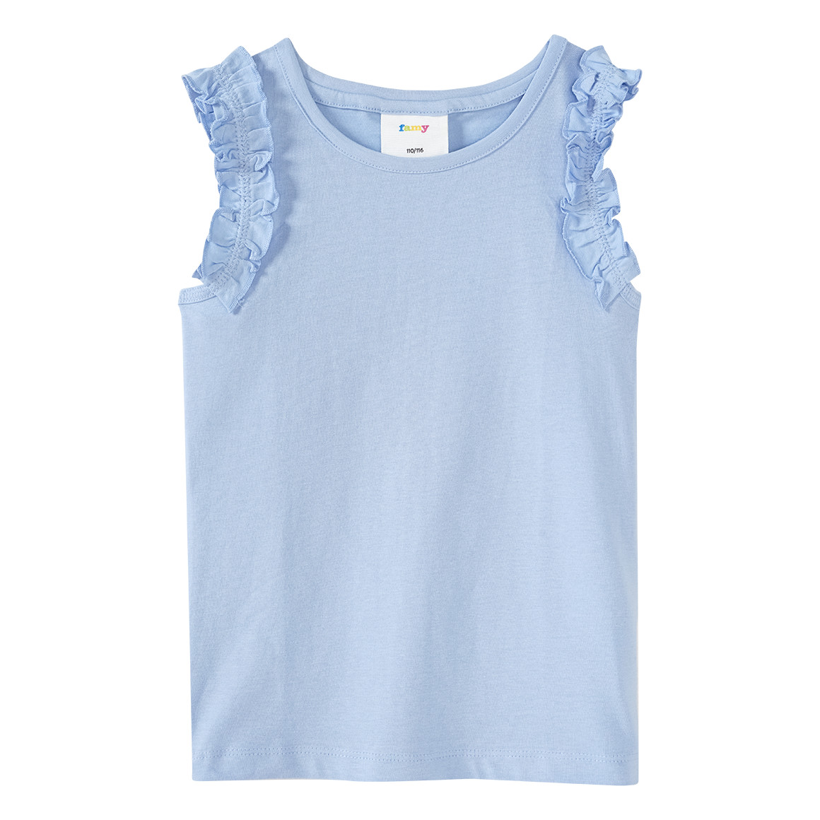 Famy 3 Mädchen Tops im Basic-Look hellblau / dunkelblau / weiss