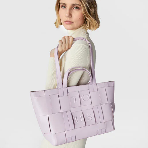 Bolsa Tote Feminina TOUS em tons de malva e bege