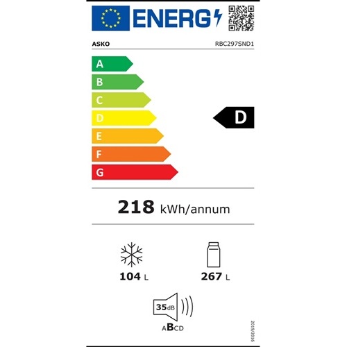 Réfrigérateur congélateur en bas Asko RBC297SND1 194 cm