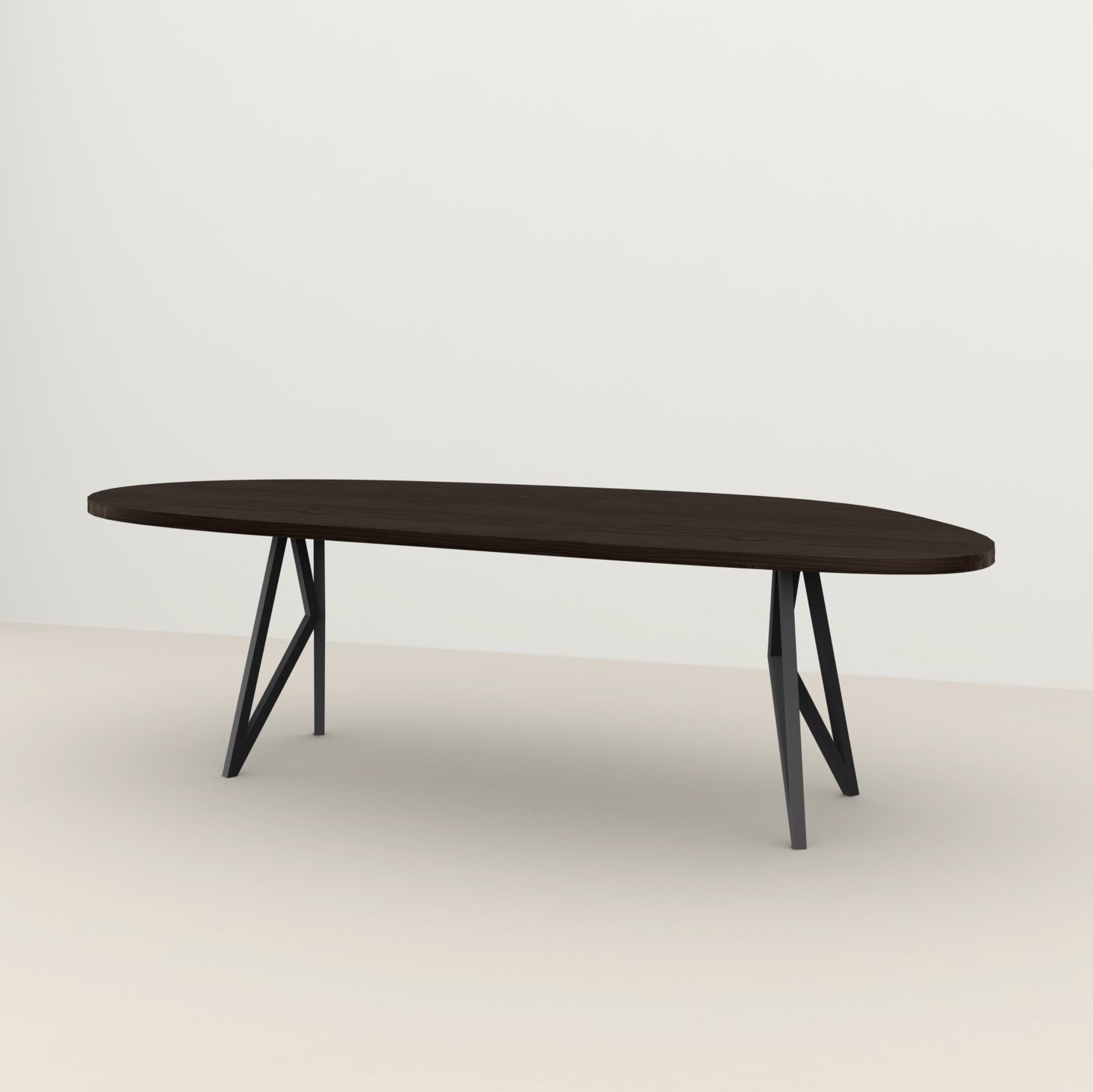 Studio HENK tafel Butterfly Blob - zwart frame, gerookte beits 260 x 100 | Gerookte Beits | Rechte Rand | Frame Zwart