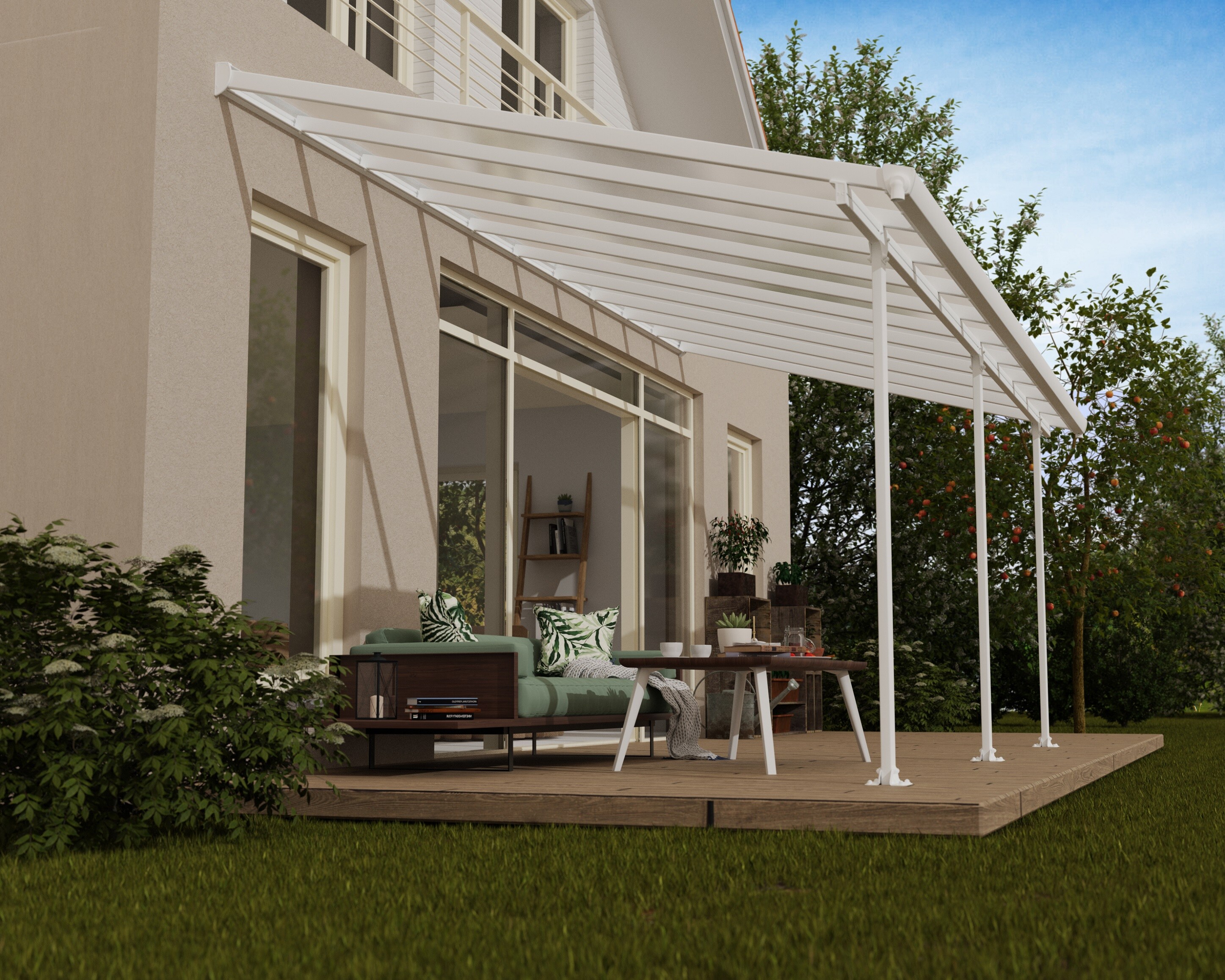 Palram Canopia Feria Terrassenüberdachung weiß 610x295x260-305 in cm (LxBxH)