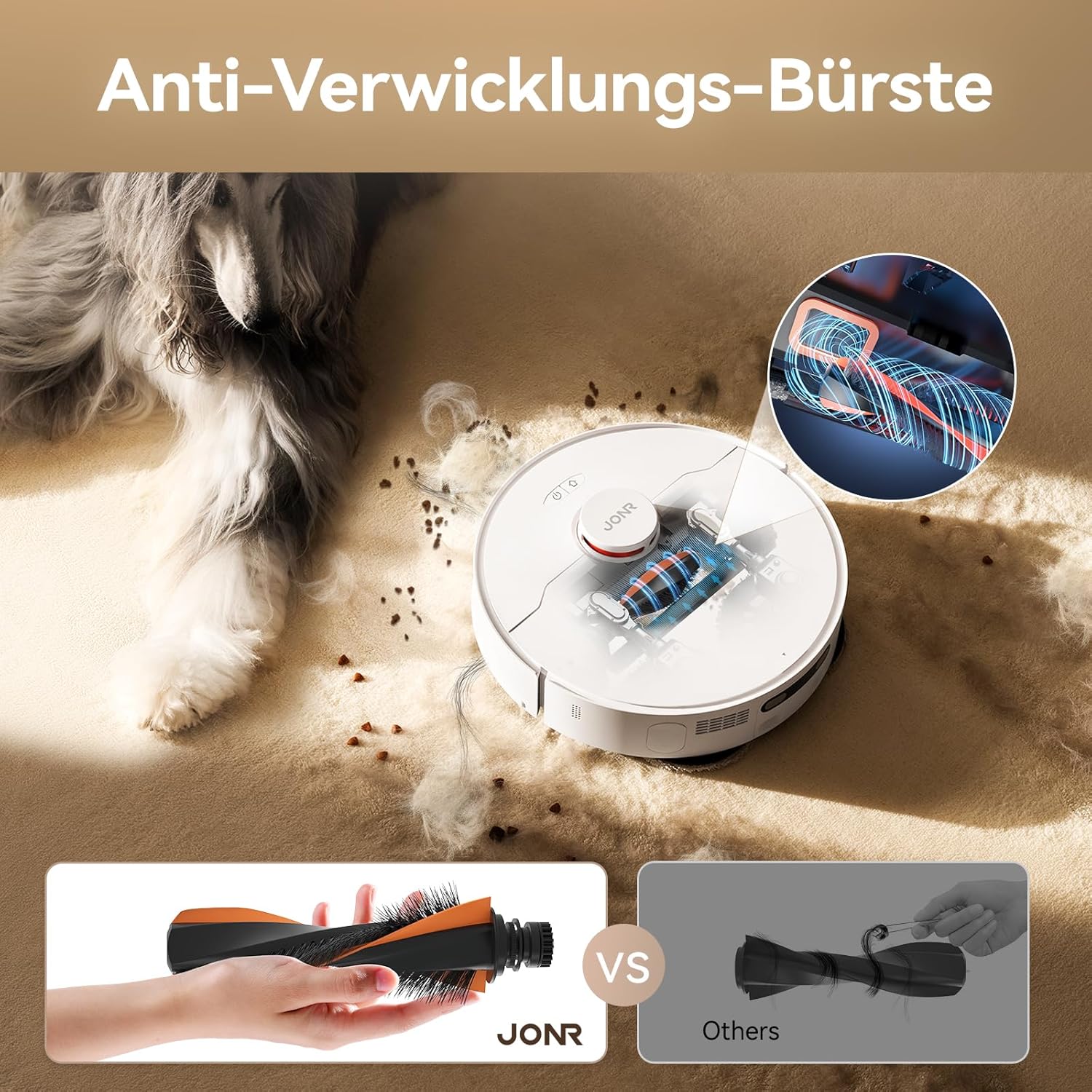 JONR T5 Pro Saugroboter mit Wischfunktion, 8150Pa Saugkraft (verbessert von T5 Lite) mit Heißlufttrocknung, Anti-Verfilzungs-Seitenbürste, Hindernisvermeidung, LiDAR-Navigation, All-in-One Dockund