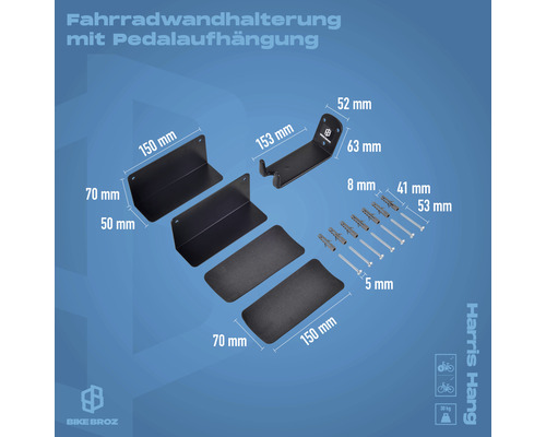 Fiets Broz wandhouder met pedaalophanging Harris Hang