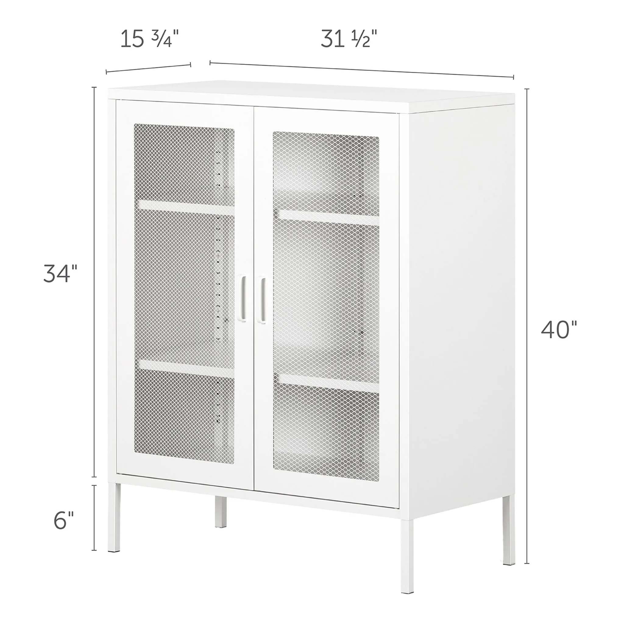 South Shore Meuble de Rangement avec Portes Grillagées en Métal Crea - Blanc