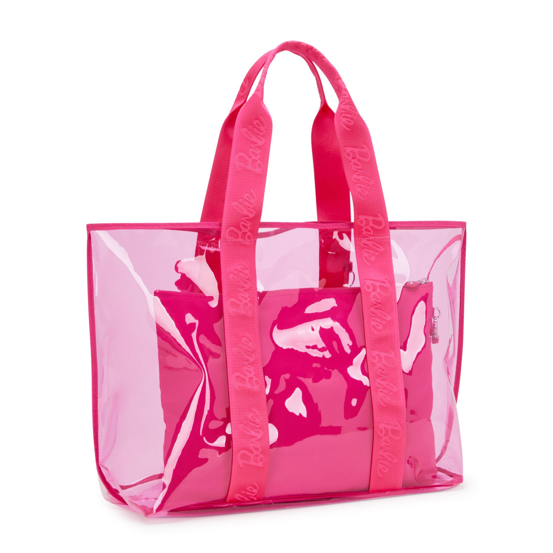 JACEY XL Grand sac fourre-tout transparent Barbie™ avec pochette intérieure zippée - Power Pink Transpant