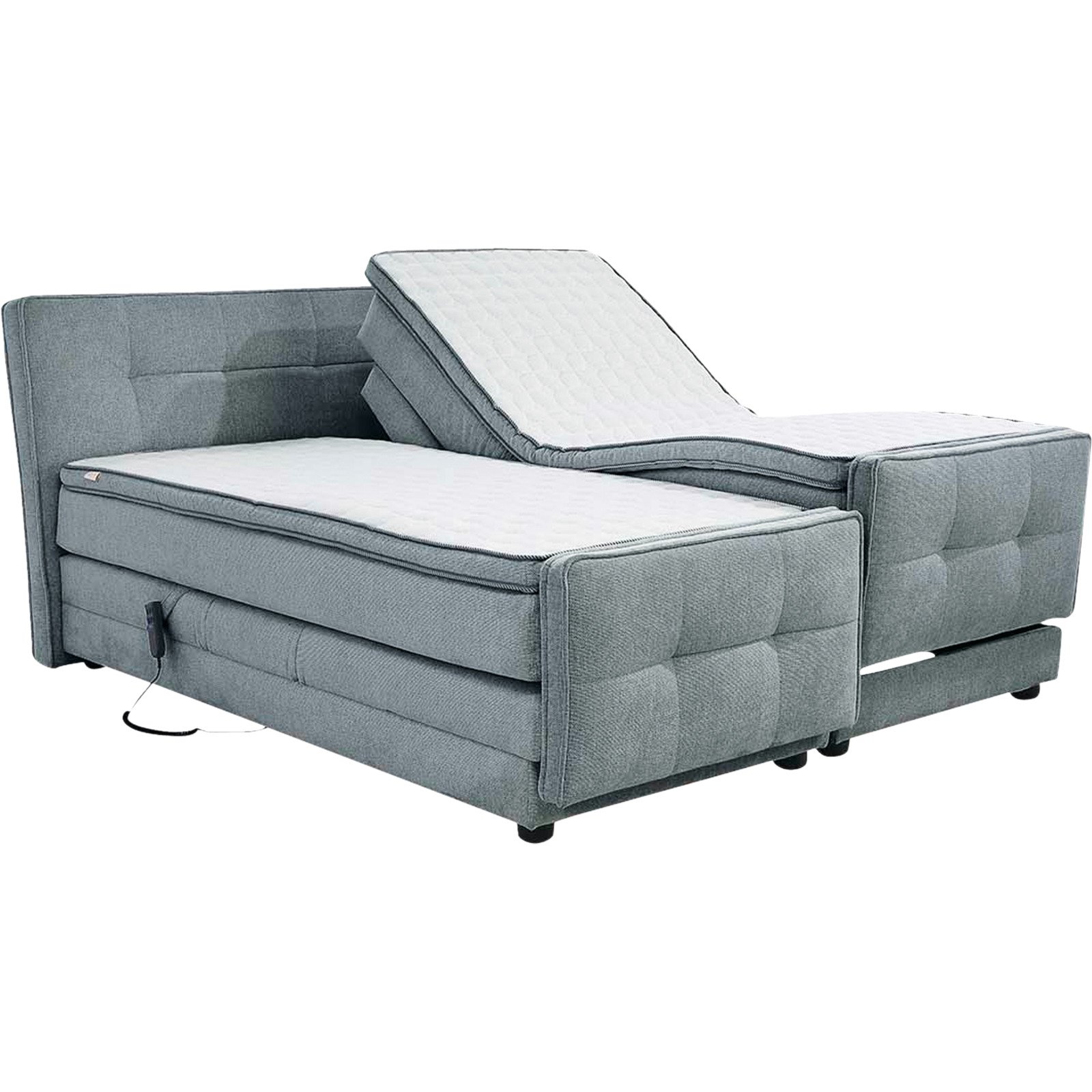 Boxspringbett Paloma Stoff 180 x 200 cm, mit verstellbarer Liegeposition per Fernbedienung mittelgrau