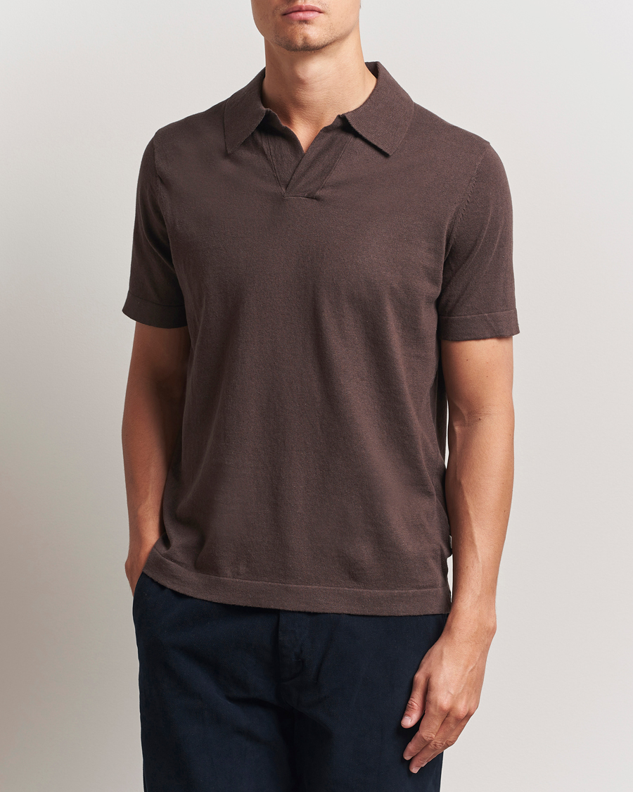 NN07 Ryan Cotton/Linen Polo Coffee
