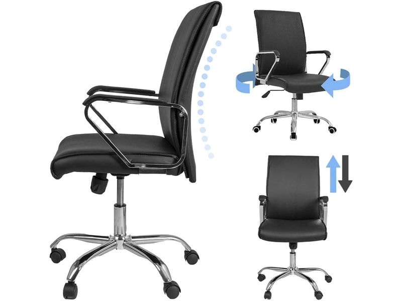 Contini Bürostuhl Comfort Schwarz Drehbarer Stuhl mit Armlehnen