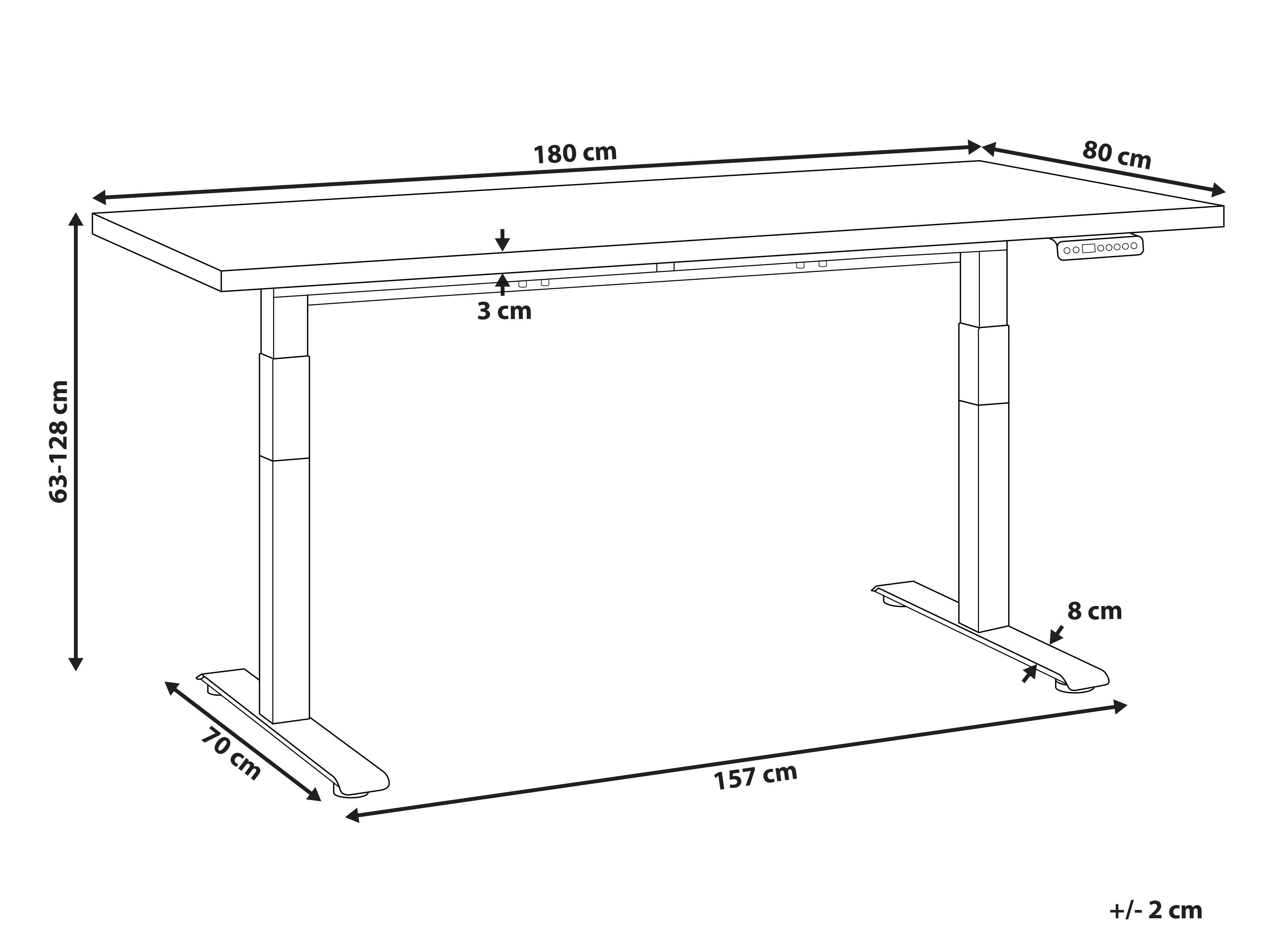 Elektrisch verstelbaar sta-bureau DESTINES Wit 180 cm 80 cm