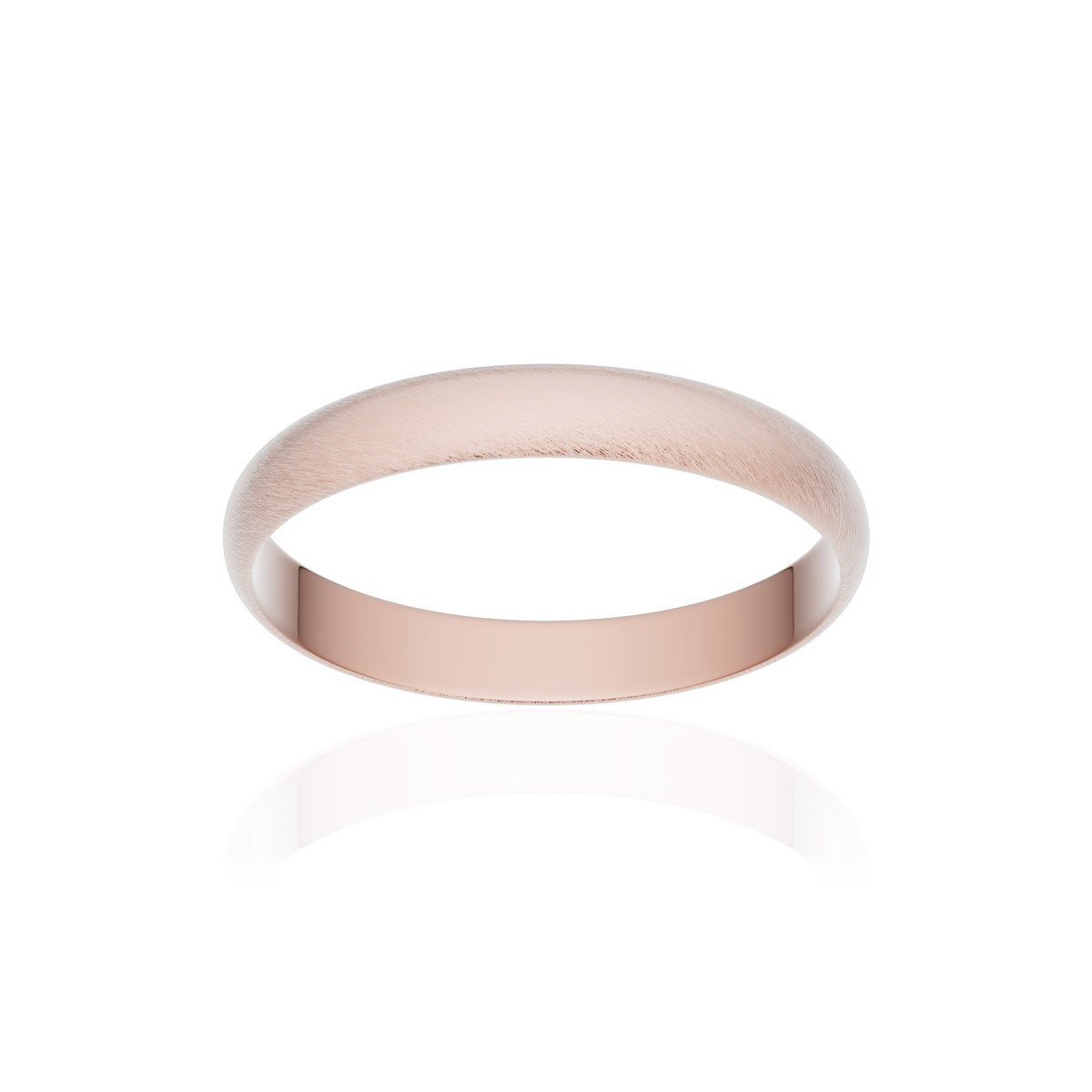 Alliance or 750 rose givré ruban 3mm